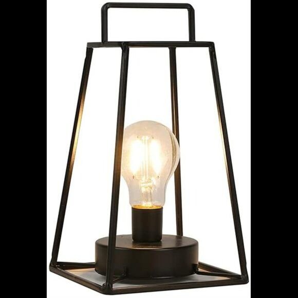 JHY DESIGN Retro Style Geometric Table Lamp 10''High Simple Iron Art Cordless - Picture 1 of 6